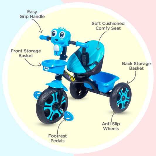 Easy to Ride Baby Tricycle With Music & Lights (Blue)
