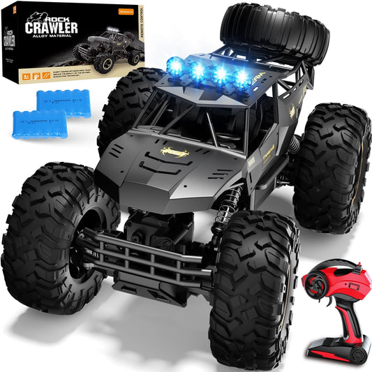 4DRC 1:12 Rc Car,off Road Truck Remote Control Car Metal Shell 2.4G 4WD Dual Motors, with 2 Batteries Black