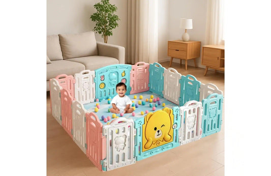 Foldable Baby Fence Playpen with Mat