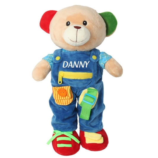 Printualist Personalized Education Bear - 16" Custom Plush Bear for Kids and Toddlers Customized Stuffed Doll Ideal for Developing Problem Solving and Motor Skills
