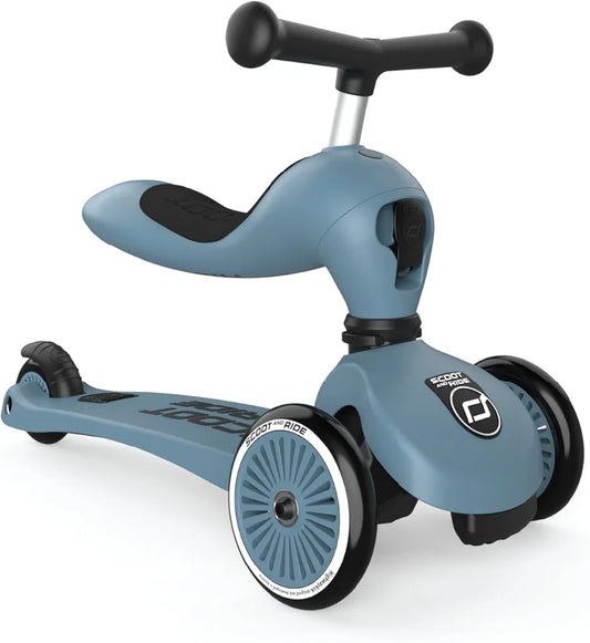 Scoot & Ride 2-in-1 Kids Scooter with Adjustable Seat & Handlebar, Stable & Safe Kickboard for Toddlers, Compact & Lightweight, 3-Wheel Design, Ages 1 to 5 Years, Highwaykick 1 