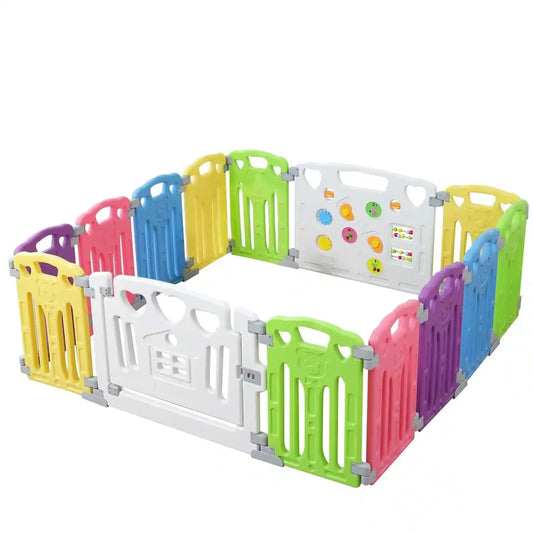 Foldable Baby Fence Playpen with Mat