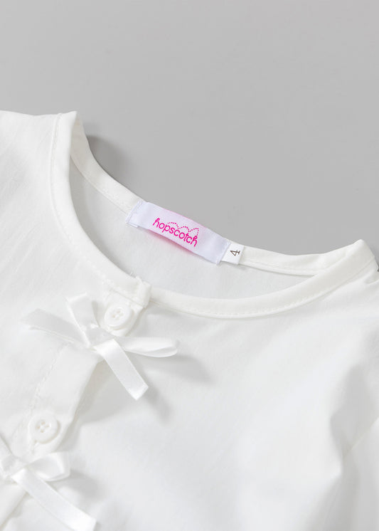 2-Pc Bow Applique Flared Blouse & Jeans