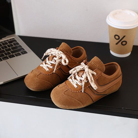 2024 Autumn and Winter New Korean Children's Casual a Gump Shoes Girls Retro Soft Bottom German Training Shoe Merade Color Plate