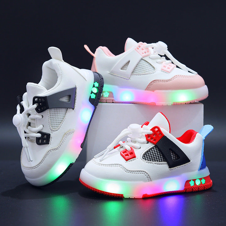 Children's Boys Non Slip Light Sneakers Unisex Luminous Children's Shoes Students School Casual Light Basketball Shoes