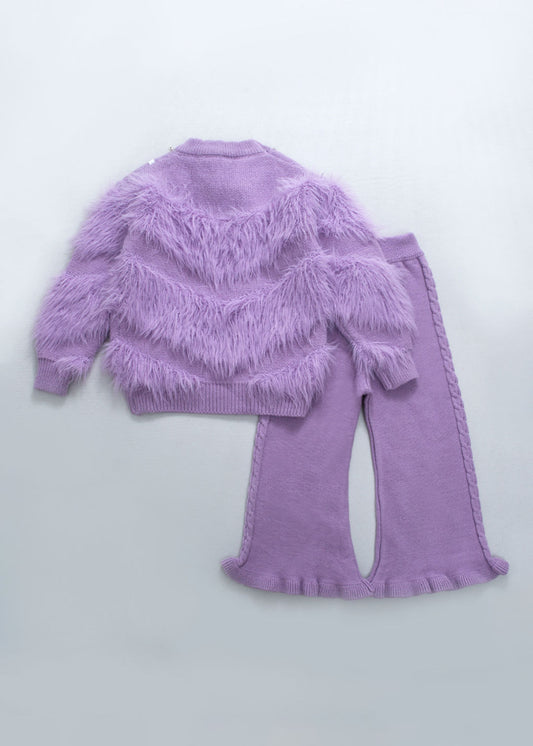 2-Pc Faux Fur Detail Pants Set