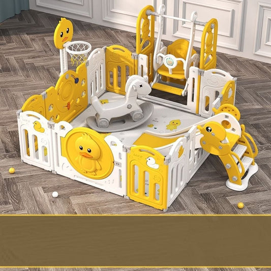 MYTS Playpen with swing /slide/ rocking horse and basketball hoop