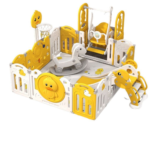 MYTS Playpen with swing /slide/ rocking horse and basketball hoop